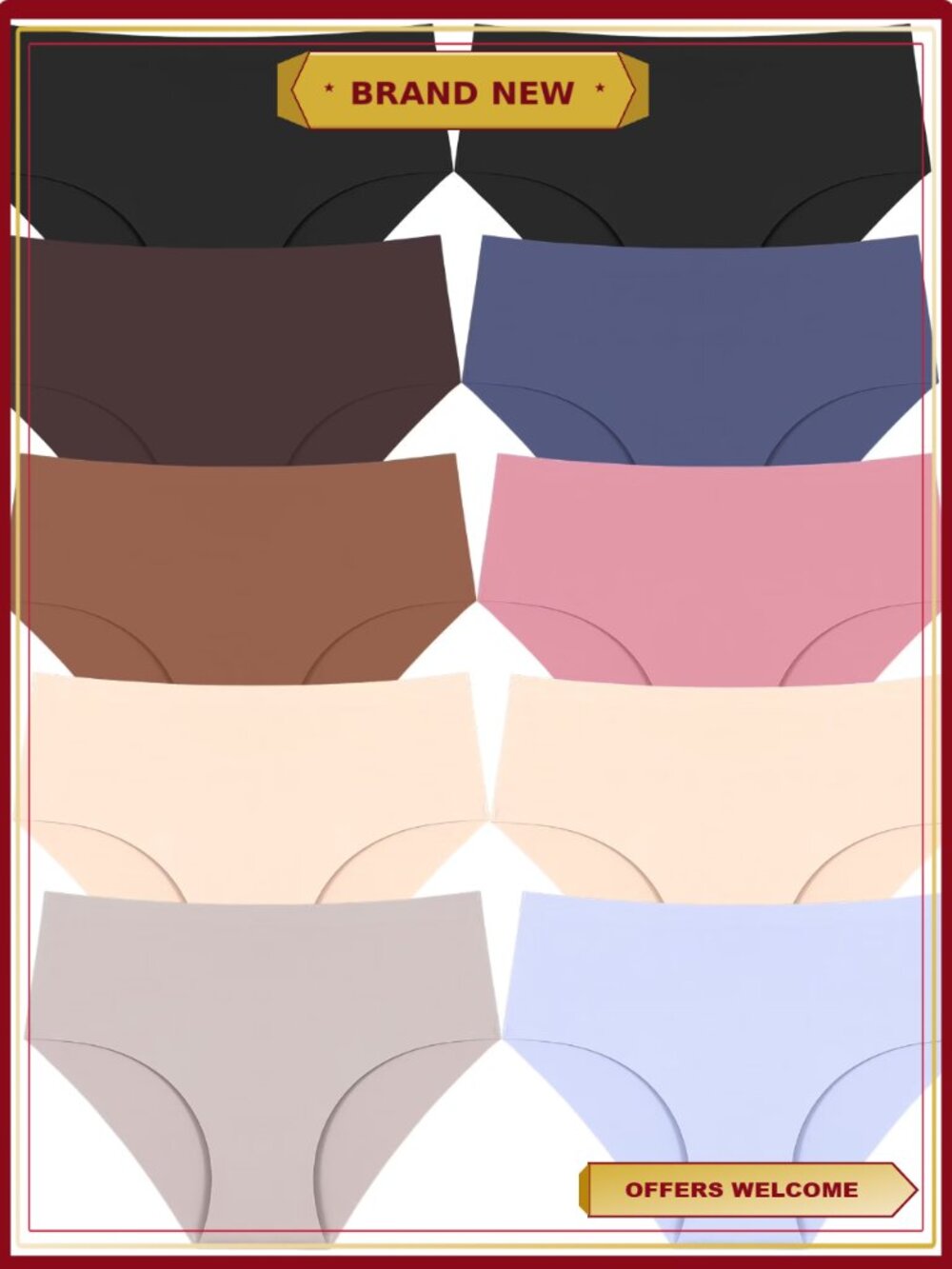 10 Pack Seamless Panties No Show Bikinis Mid Rise Comfortable Ladies Underwear